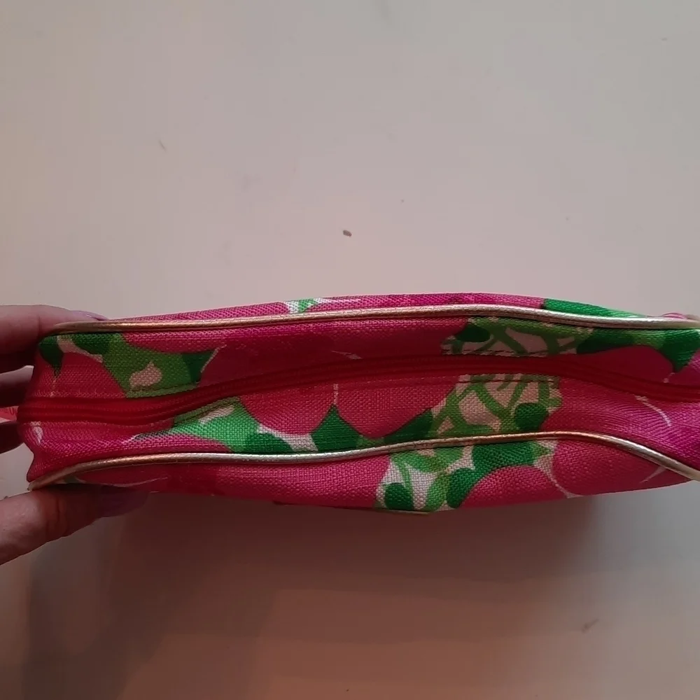 Lilly Pulitzer x Estee Lauder pink floral makeup bag